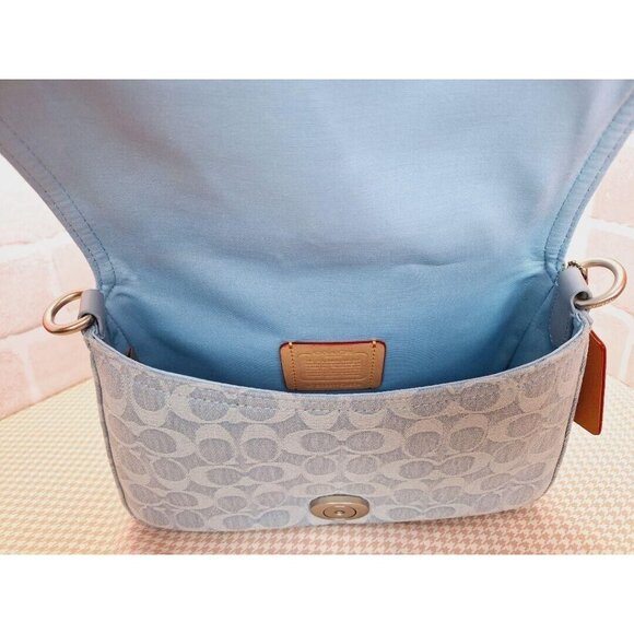 Coach CJ854 Soft Tabby Shoulder Bag Signature Denim Women's Handbag Blue Outlet - Picture 10 of 13